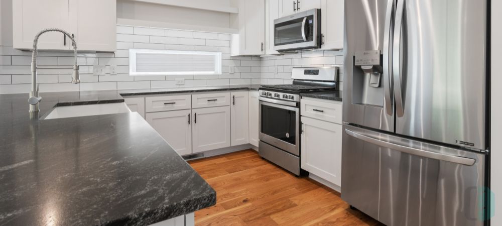 Create Elegant Contrast in White Kitchen