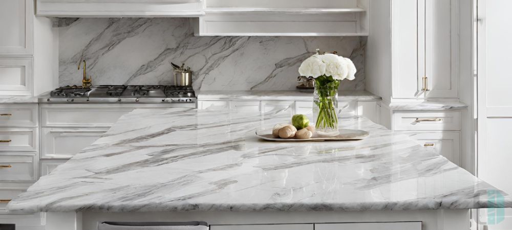 Marvelous Marble Backsplash with White Cabinets