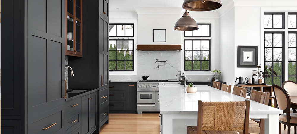 Dark and Moody Kitchen Hues for a Luxe Look Kitchen with dark and moody hues for a dramatic and luxurious feel