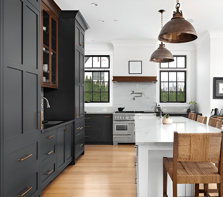Dark and Moody Kitchen Hues for a Luxe Look Kitchen with dark and moody hues for a dramatic and luxurious feel