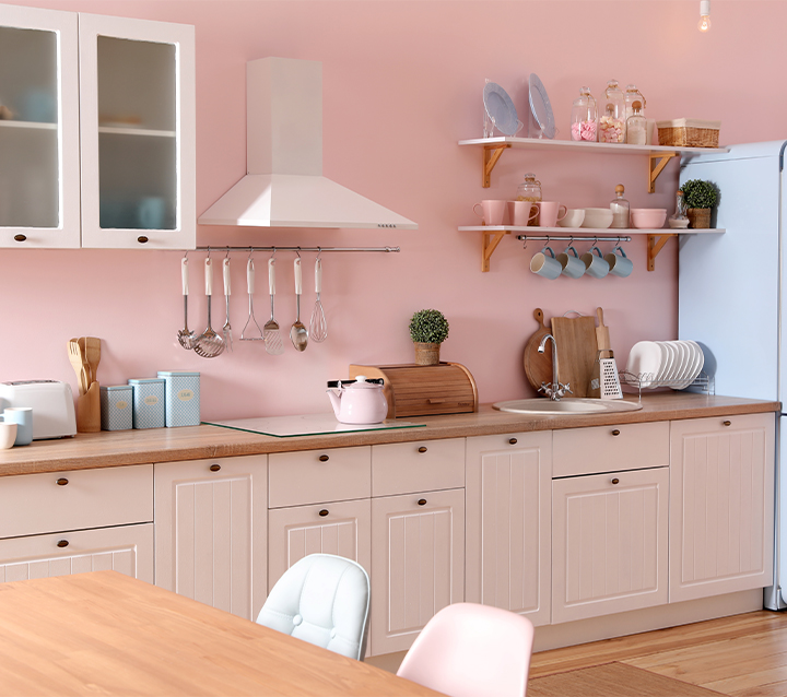 Soft Pastel Shade Kitchen Cabinets for a Fresh Look Kitchen featuring soft pastel shade cabinets for a fresh and airy vibe
