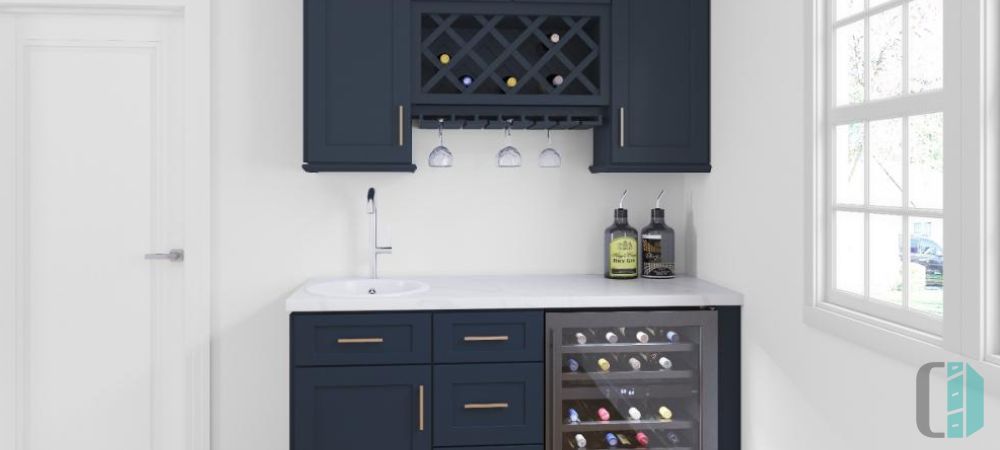 Butlers Pantry with Gray Cabinets