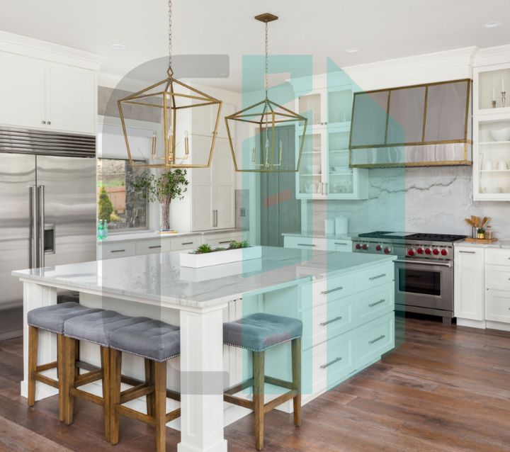 Modern White Kitchen Island