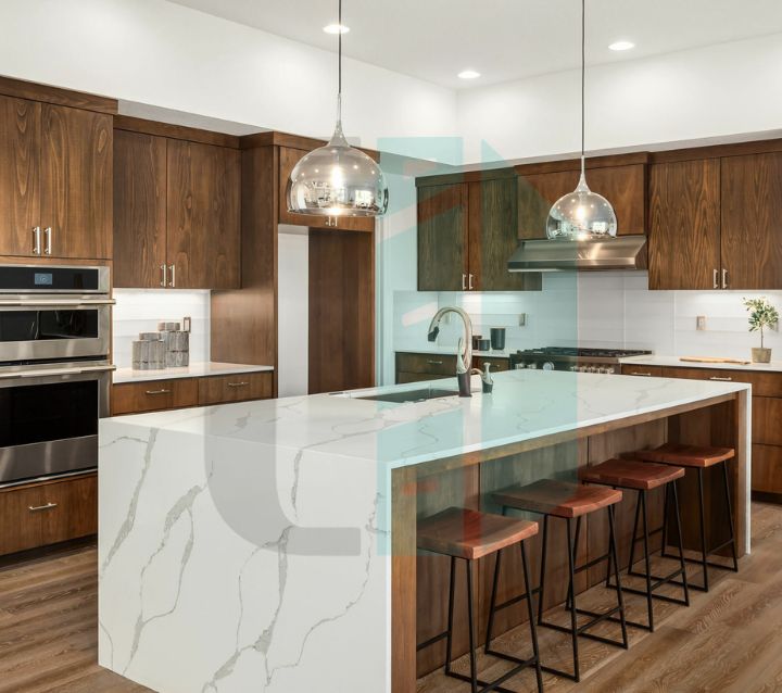 Luxury Monochromic Kitchen Cabinets with Fall Island Luxury Monochromic Kitchen Cabinets with Fall Island