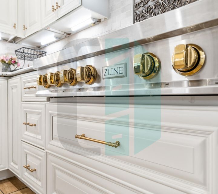 RTA Shaker White Cabinets with Brass Hardware RTA Shaker White Cabinets with Brass Hardware